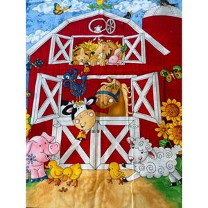 Kids Fabric Panel Lloyds & Barton Barn Farm Animal Sunflower 1yd x 23"‎ Youth